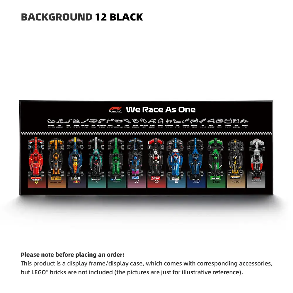 Wall Display Frame for LEGO® 12 x F1 Speed Champions F1 Cars - Image 2